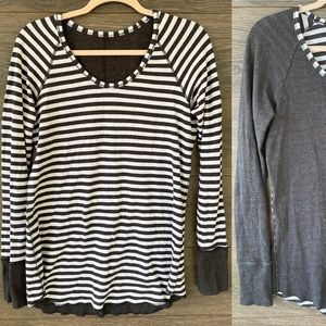 LULULEMON | Charcoal Gray Striped Reversible Tee